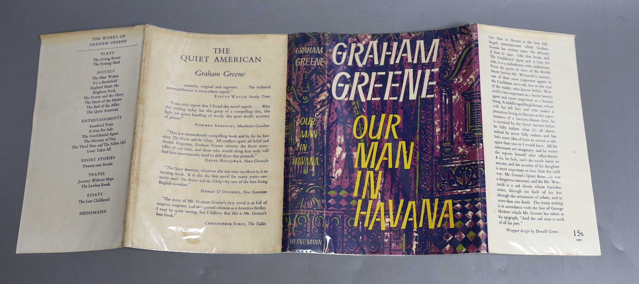 Greene, Graham - Our Man in Havana. 1st ed. original cloth with unclipped d/j. 8vo. Heinemann, London, 1958.
